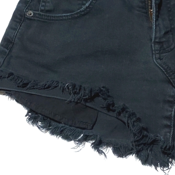 American Eagle Hi-Rise Festival Short Black Distressed Jean Shorts Size 0 - Picture 8 of 16